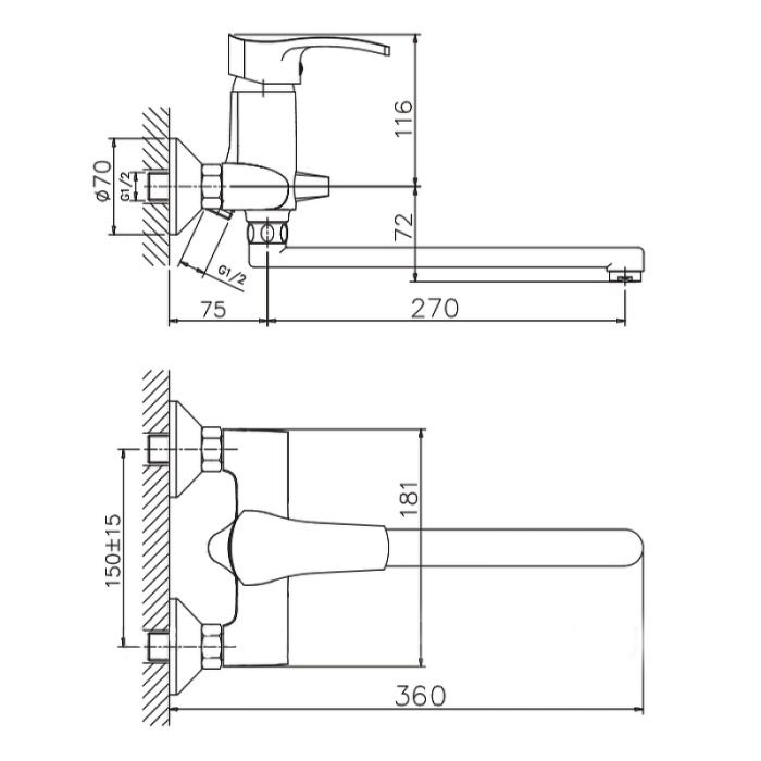 Смеситель для ванны Haiba (HB2270)