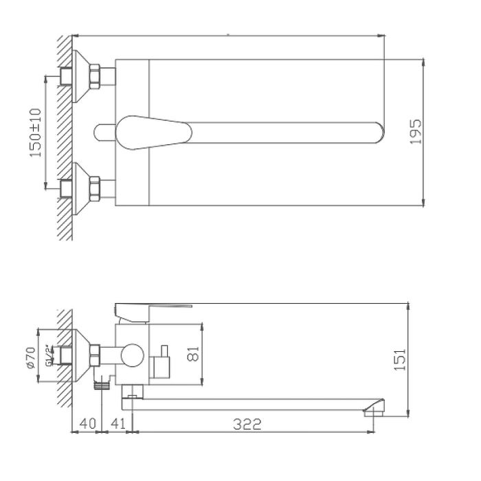 Смеситель для ванны Haiba (HB22802)