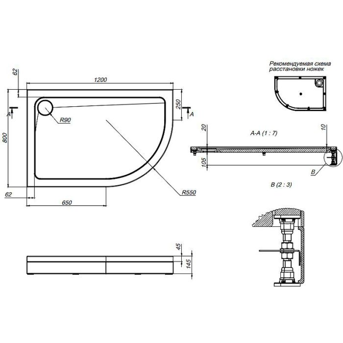 W83T-302L120W Like 120  Поддон для душ. ограждения, левосторонний, 120x80, белый акрил