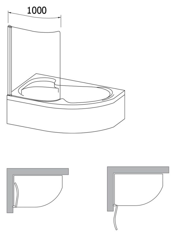 Шторка на ванну Ravak Chrome CVSK1 Rosa 160/170 L 7QLS0C00Y1 профиль Хром стекло Transparent