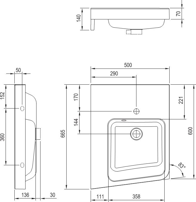 Раковина Ravak Be Happy II 50 L XJAL1100001 Белая