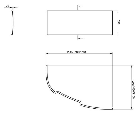 CZ44100000 Панель передняя Asymmetric L 150 см.