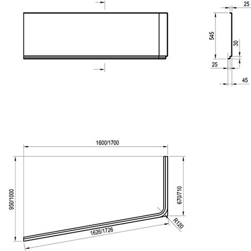 Передняя панель Ravak A для ванны Ravak 10° 170 P  (CZ82100A00)