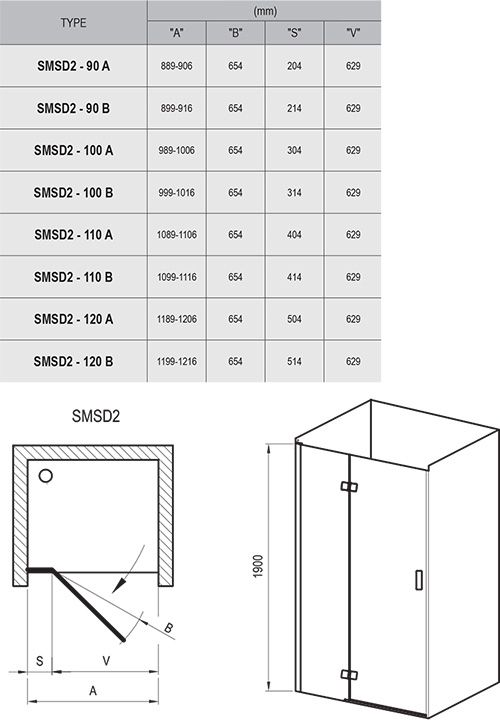 Душевая дверь Ravak Smartline SMSD2-90 A L 0SL7AA00Z1 профиль Хром стекло Transparent