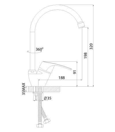 Смеситель для кухонной мойки Rossinka D (D40-23)