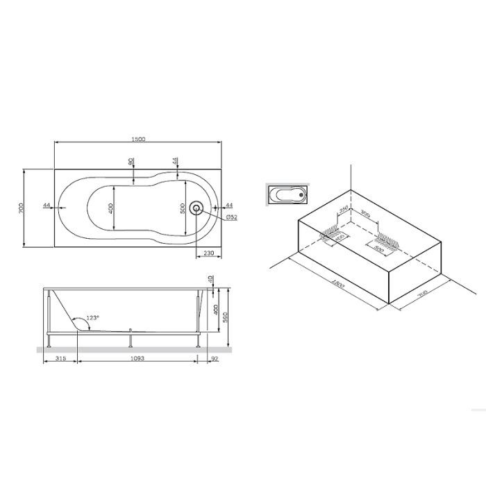 W88A-150-070W-R X-Joy, каркас в комплекте с монтажным набором 150х70 см, шт