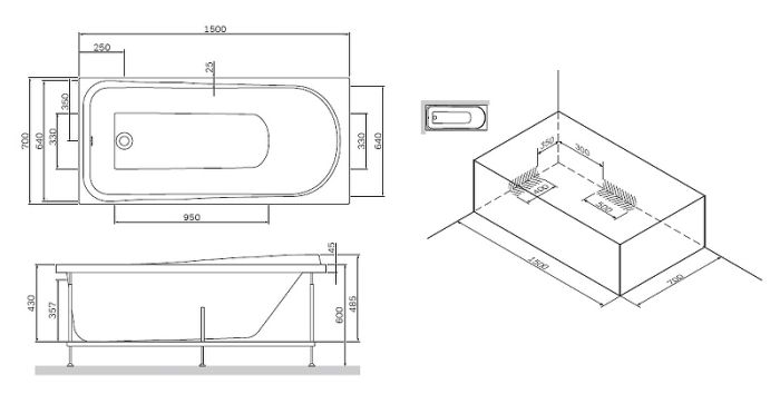 W80A-150-070W-P Like, панель фронтальная для ванны Like A0 150х70 см, шт