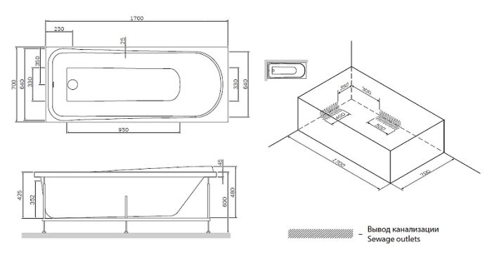 W80A-170-070W-P Like, панель фронтальная для ванны Like A0 170х70 см, шт