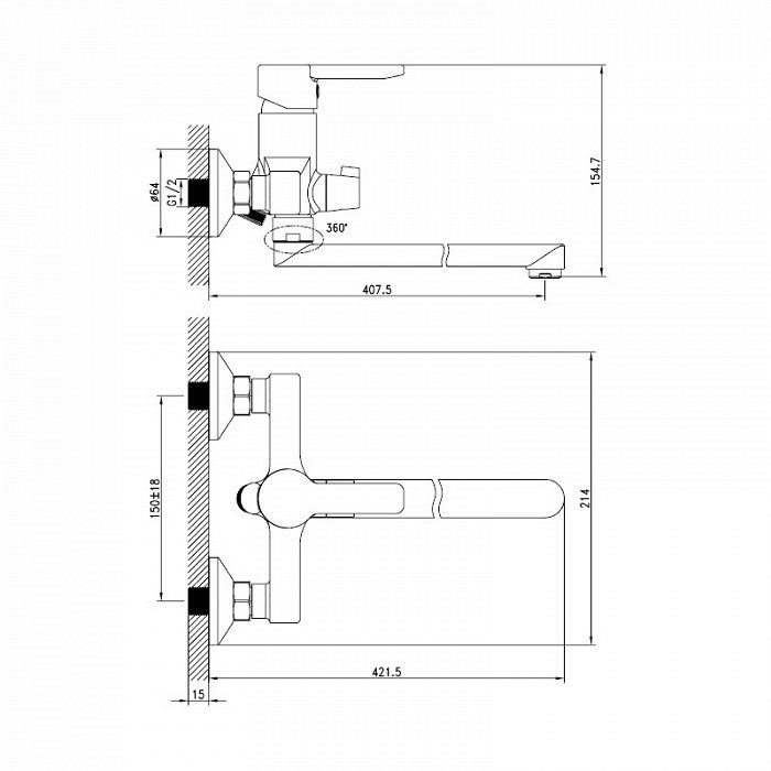 Смеситель для ванны IDDIS Sena (SENSBL2i10WA)