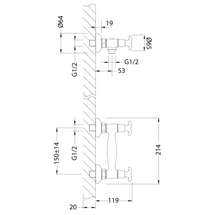 Смеситель для душа Lemark Flora LM0103C, Хром