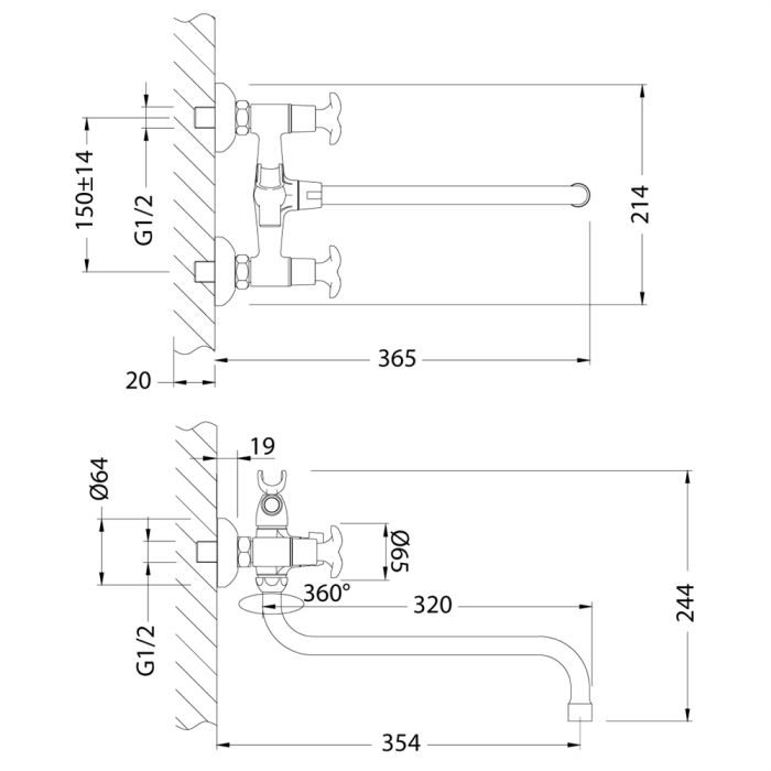 Смеситель для ванны Lemark Flora LM0151C универсальный, Хром