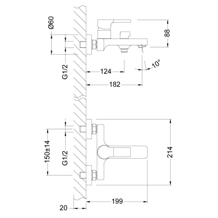 Смеситель для ванны Lemark Aura LM0614C, Хром Синий