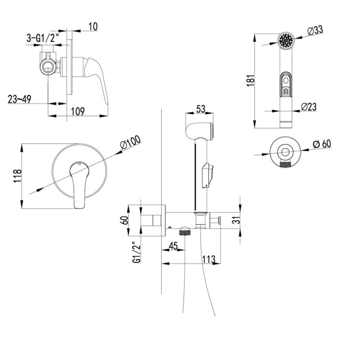 Гигиенический душ со смесителем Lemark Plus Advance LM1219C, Хром