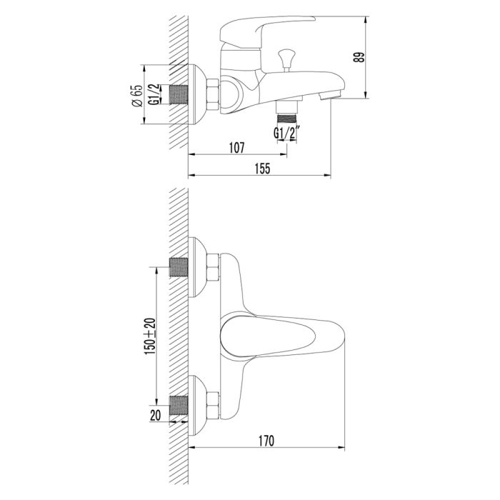 Смеситель для ванны Lemark Pramen LM3302C, Хром