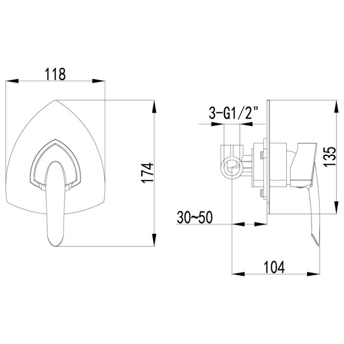 Смеситель для душа Lemark Mars LM3523C, Хром