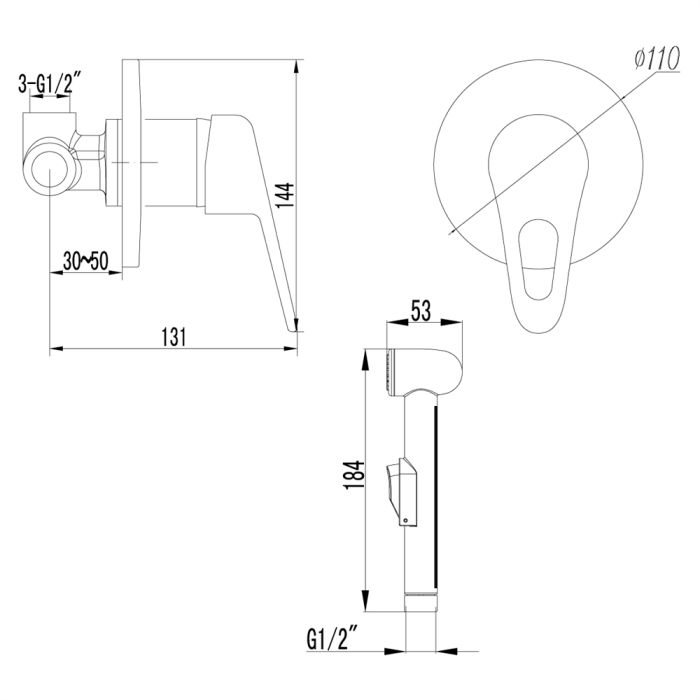 Гигиенический душ со смесителем Lemark Luna LM4119C, Хром