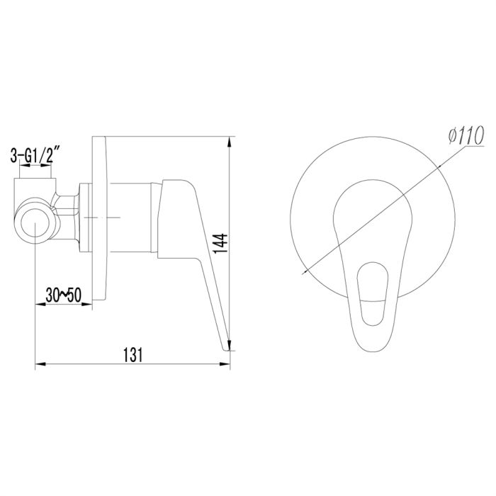 Смеситель для душа Lemark Luna LM4123C, Хром