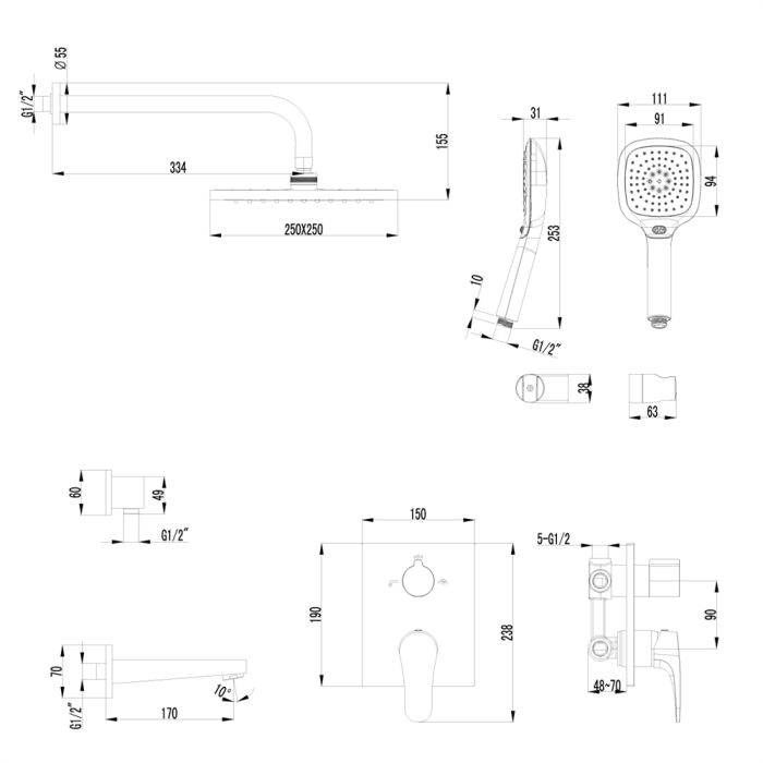 Душевая система Lemark Shift LM4322C, Хром