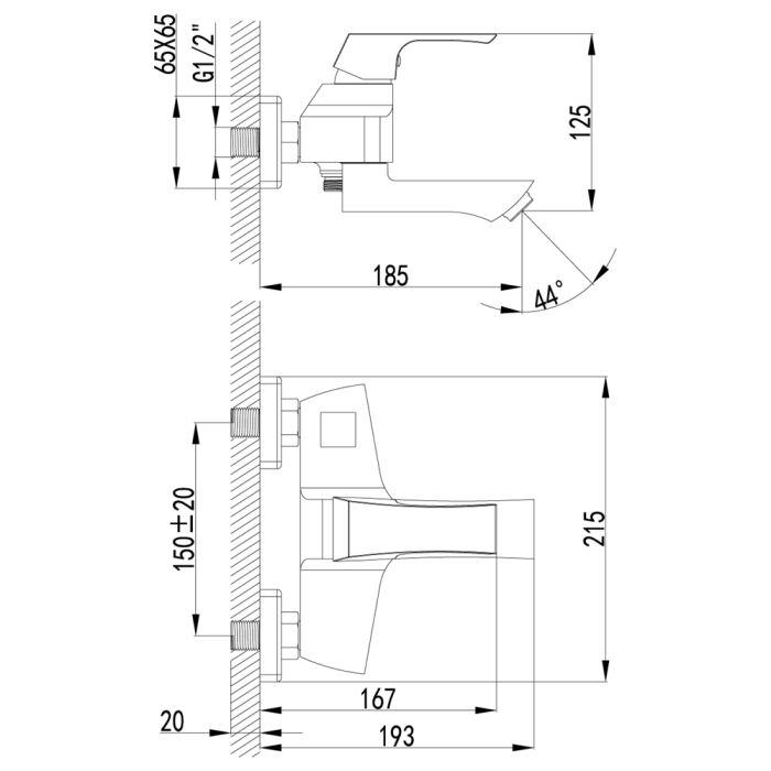 Смеситель для ванны Lemark Unit LM4514C, Хром