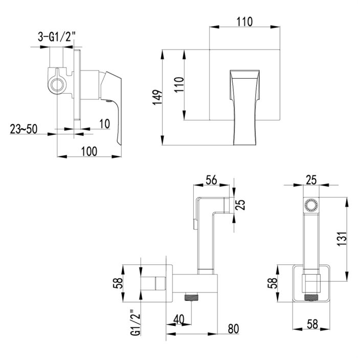 Гигиенический душ со смесителем Lemark Unit LM4519C, Хром