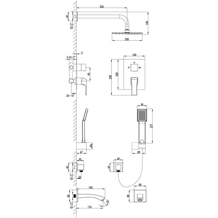 Душевая система Lemark Unit LM4522C, Хром