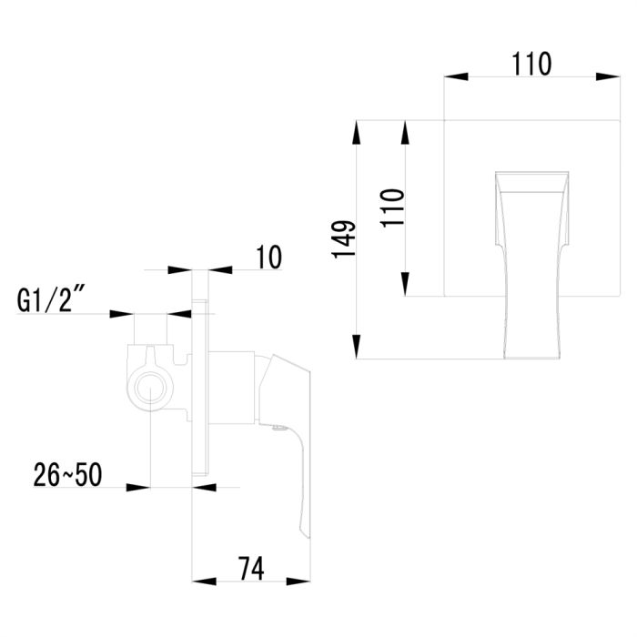 Смеситель для душа Lemark Unit LM4523C, Хром