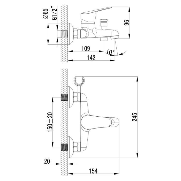 Смеситель для ванны Lemark Partner LM6552C, Хром