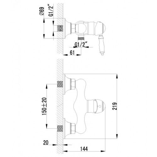 Смеситель для душа Lemark Villa LM4803B Бронза