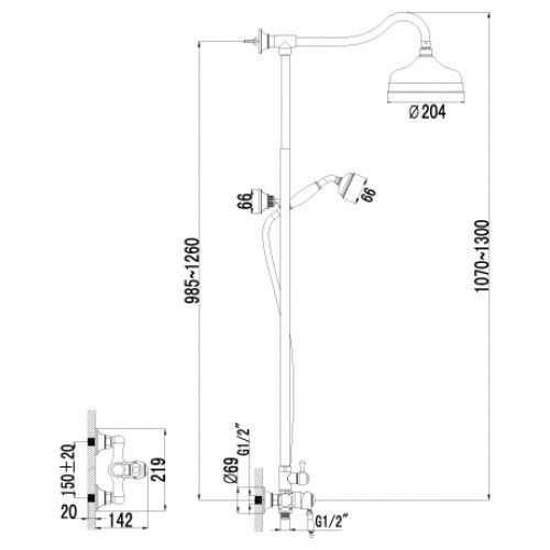 Lemark Villa LM4860B, бронза бронза 1500 мм