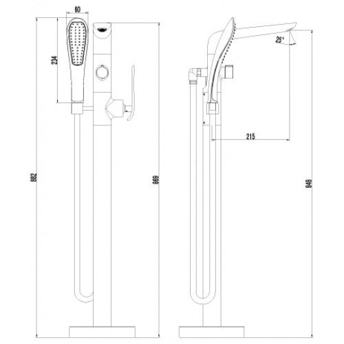 Смеситель для ванны Lemark Melange LM4944CW, Белый, Хром