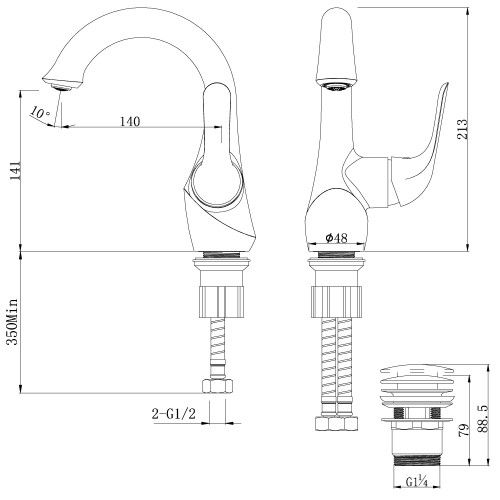 Смеситель для раковины Lemark Swan LM5406BG, Черный матовый Золото