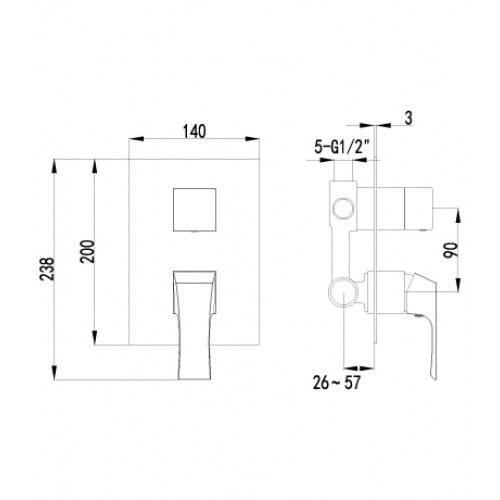 Смеситель для душа Lemark Unit LM4527C, Хром