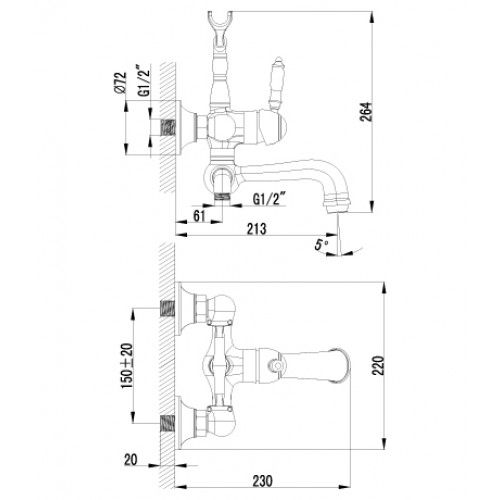 Смеситель для ванны Lemark Villa LM4812B Бронза