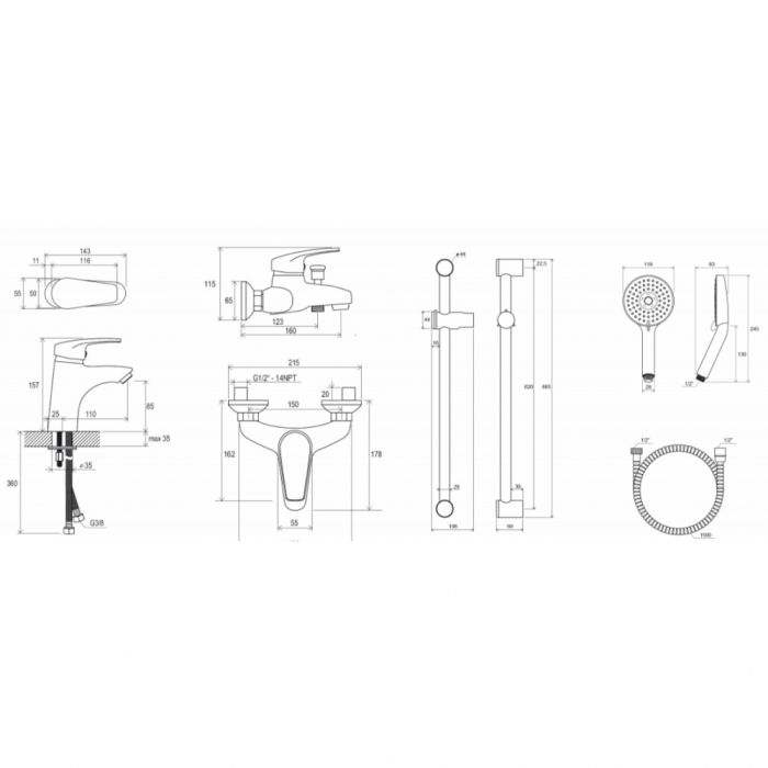 Комплект смесителей Ravak Neo Set NO 70508016 Хром