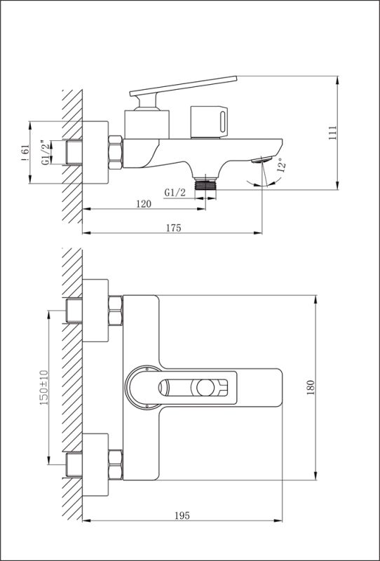 Смеситель для ванны с коротким изливом RUSH Palm (PL2530-44)