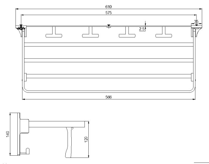 Полка для полотенец  61см. RUSH Edge (ED77622)