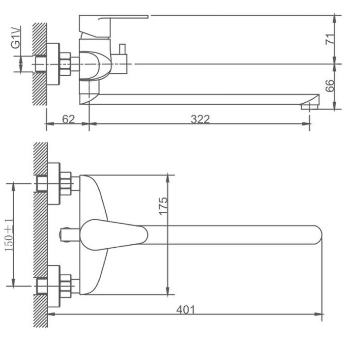 Смеситель для ванны Haiba (HB22801-2)