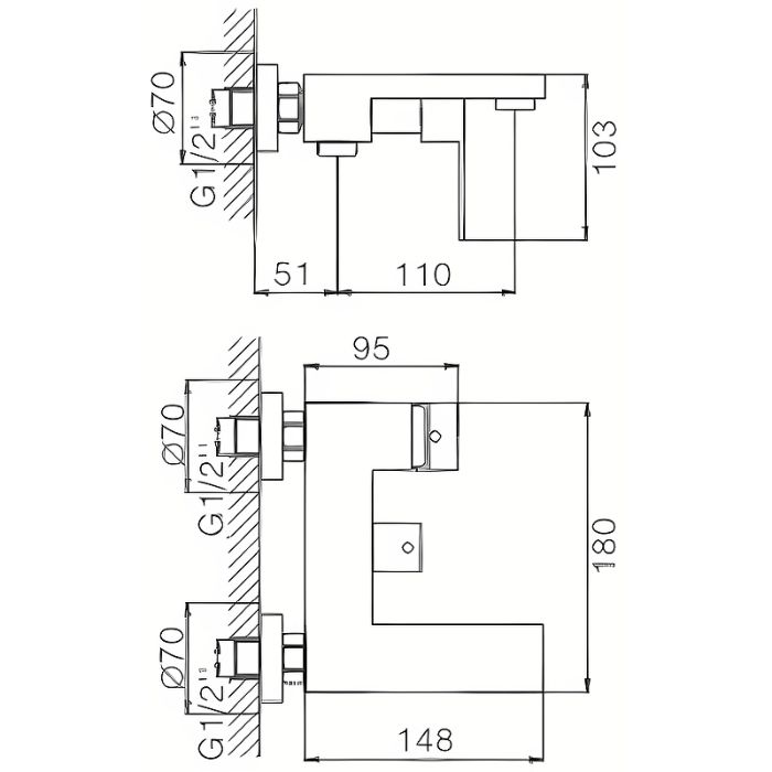 Смеситель для ванны Haiba (HB60803-2)