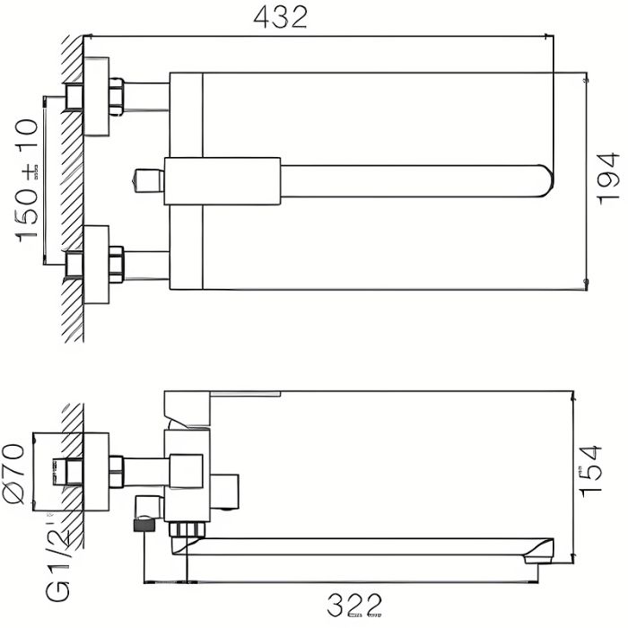 Смеситель для ванны Haiba (HB22803-7)