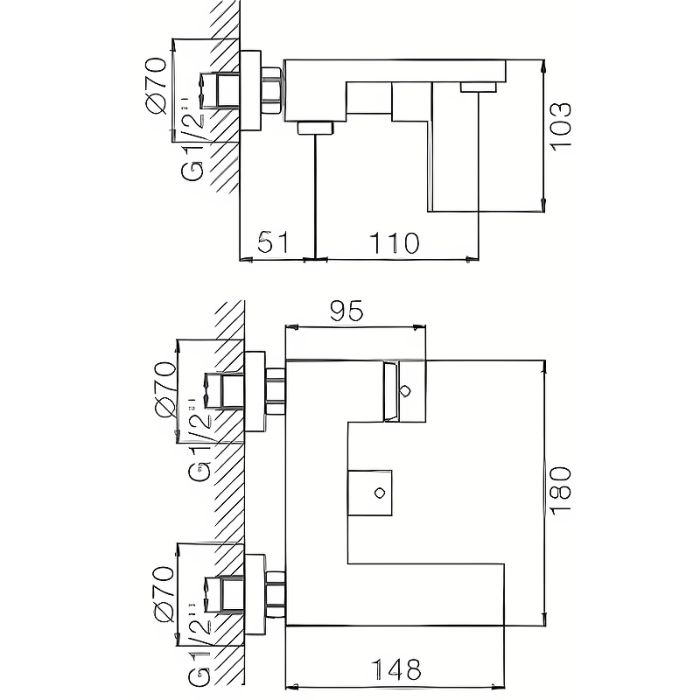 Смеситель для ванны Haiba (HB60803-7)