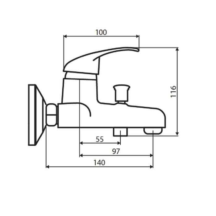 D8010000 Comfort смеситель для ванны, материал полимер, цвет хром