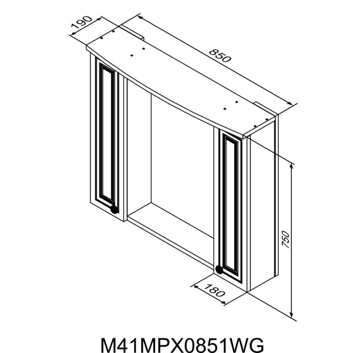 M41MPX0851WG Palace One, зеркало, частично зеркальный шкаф, 85 см, с подсветкой, белый, глянец