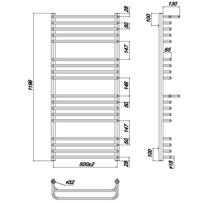 Водяной полотенцесушитель Ravak Optima 50х120 X04000083687 с полкой Хром