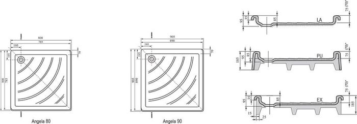 Акриловый поддон для душа Ravak Angela 80х80 PU A004401120 Белый