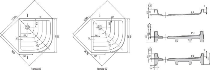 Акриловый поддон для душа Ravak Ronda 80х80 PU A204001120 Белый