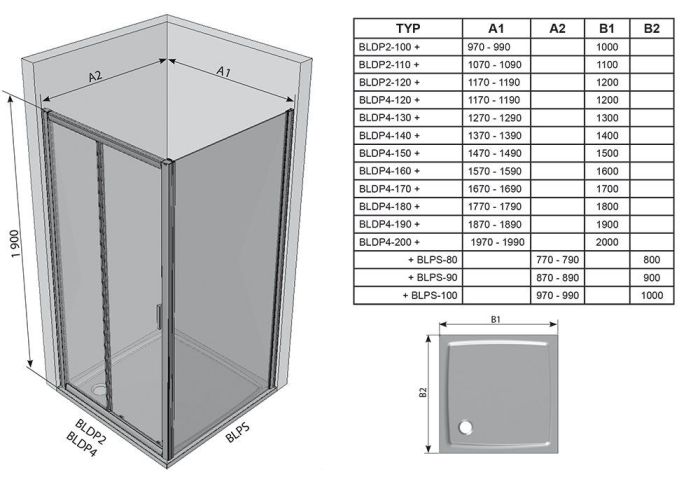 Душевая дверь Ravak Blix BLDP4 150 0YVP0100Z1 профиль Белый стекло Transparent