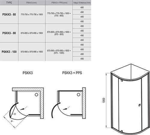 Душевой уголок Ravak Pivot PSKK3 80x80 37644C00Z1 профиль Хром стекло Transparent