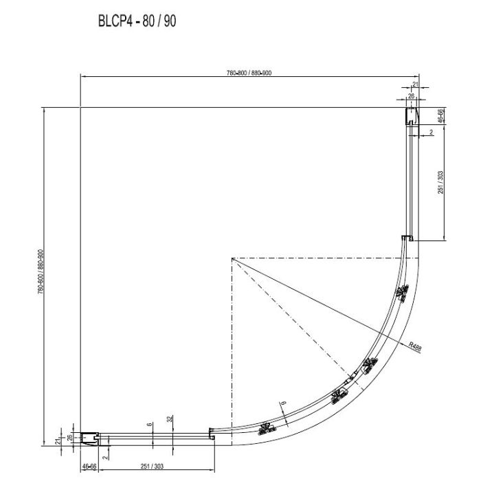 Душевой уголок Ravak Blix BLCP4-90 Sabina 90x90 3B270140Z1 профиль Белый стекло Transparent