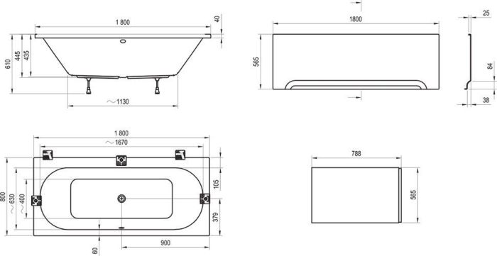 Акриловая Ванна Ravak City Slim 180x80  (C921300000)