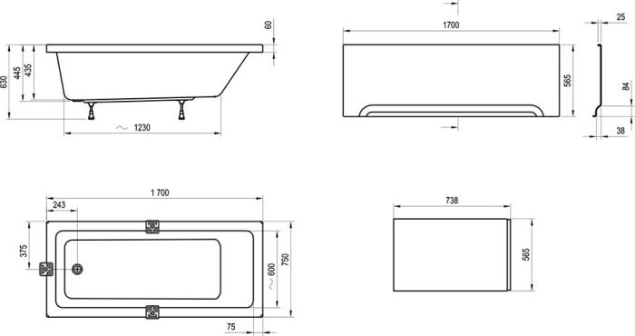 Акриловая ванна Ravak 10° 170x75 CA71000000 без гидромассажа